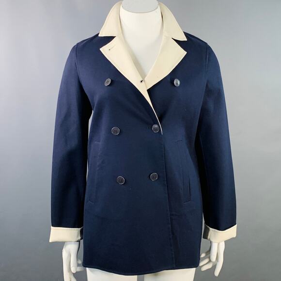 Loro Piana Jackets & Blazers - LORO PIANA Caleb Navy White Cotton Blend Twill Double Breasted Jacket Blazer